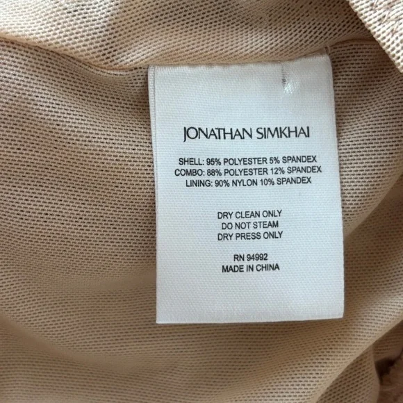 Jonathan Simkhai Sequin Metallic Long Sleeve Tie Neck Champagne Glam Bodysuit XS - Picture 9 of 9